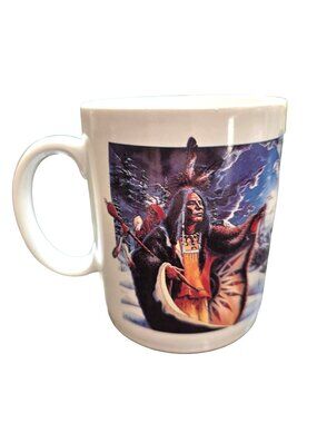 Leanin Tree Ceramic Mug Prayer Nature Art Coffee Cup Great Spirit Bird Falconry
